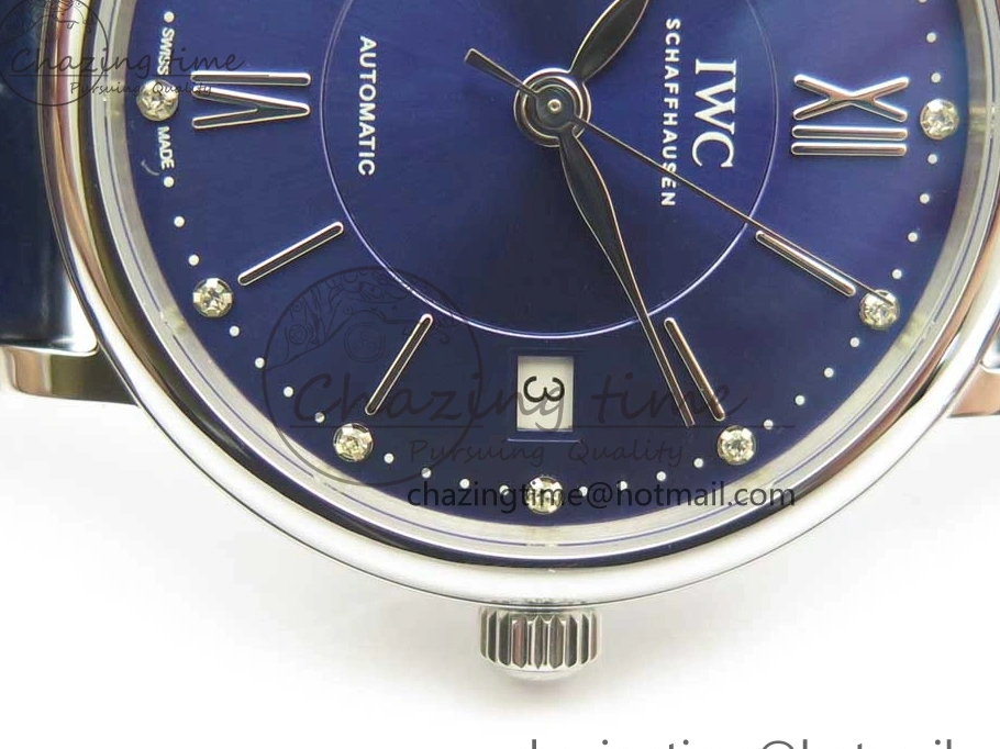 MIROTIME 0102 Portofino IW458101 SS MK 1:1 Best Edition Blue Dial On Blue Leather Strap MIYOTA MoistureWicking 7168